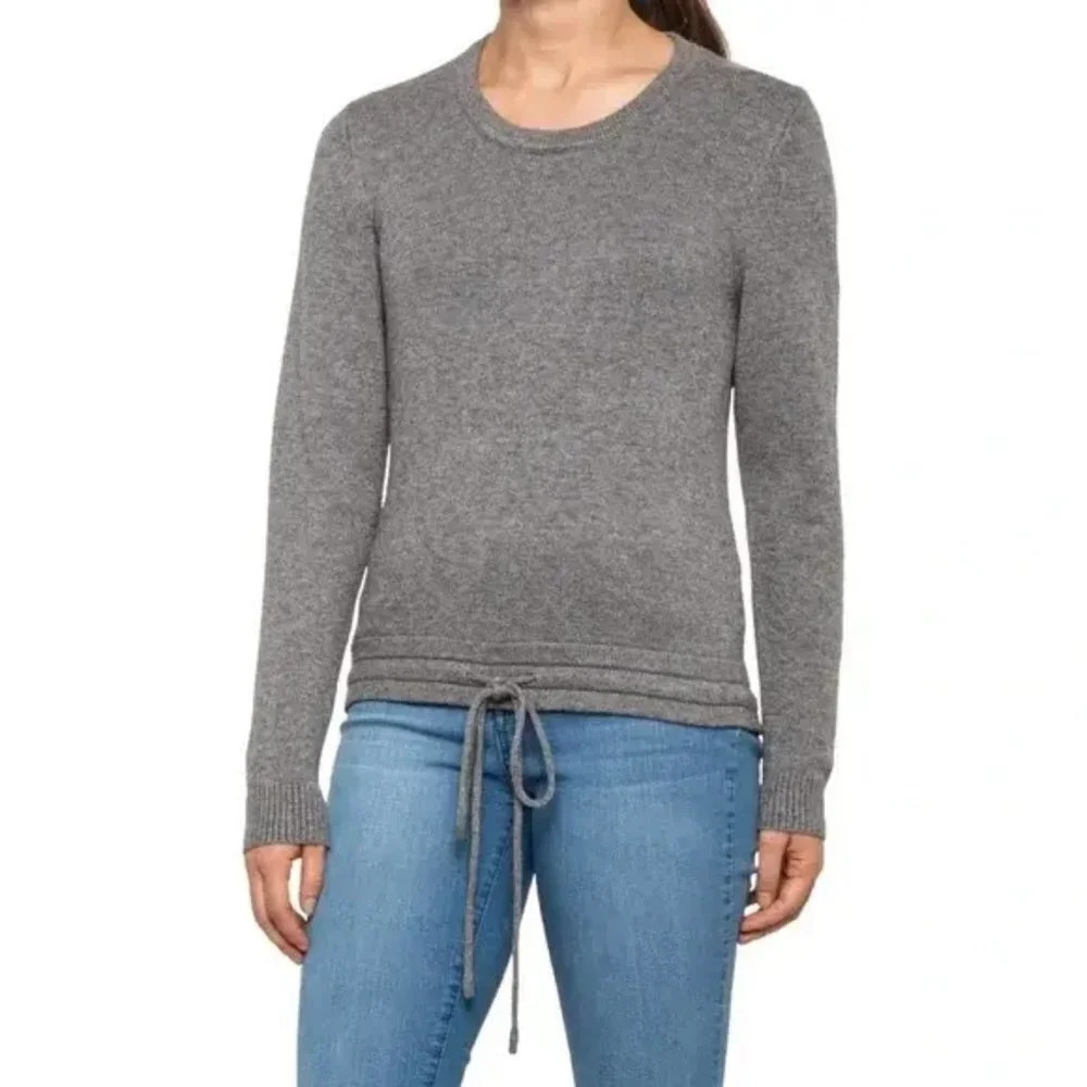 Heartloom Crew Neck Tie Waist Sweater Beige Color